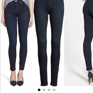 Paige “Hoxton” Ultra Skinny High Waist Jeans, Size 32, Dark Indigo